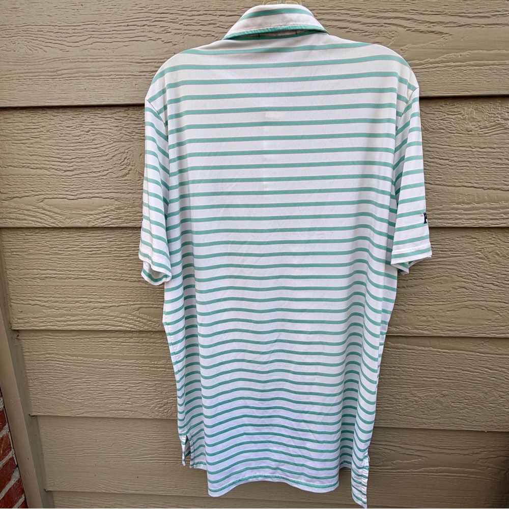 Ralph Lauren RLX Men Large Polo Shirt Performance Green White Striped Big Pony - Picture 5 of 11